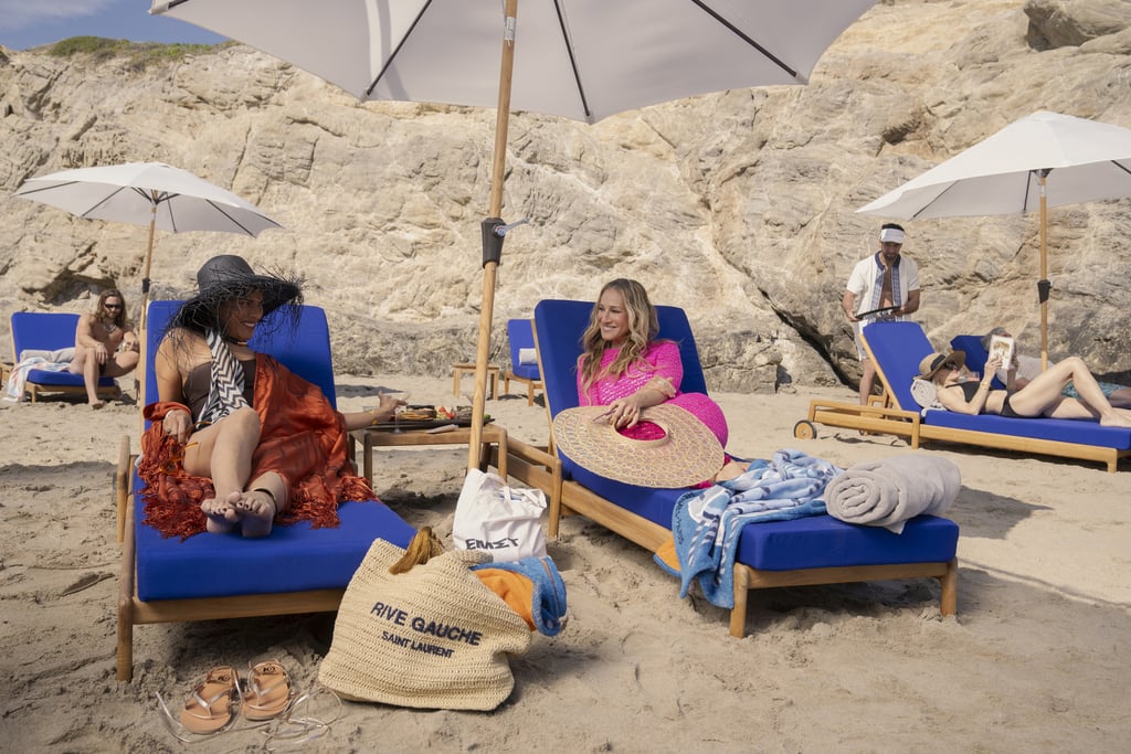 Carrie Bradshaw's Pink Coverup & Seema Patel's Swimsuit in "And Just Like That" Season 2, Episode 11