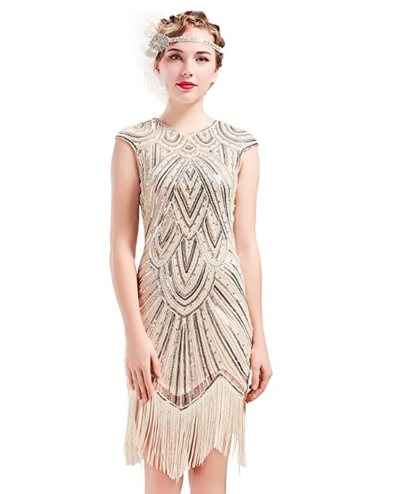 Babebeyond 1920s Beaded Fringed Great Gatsby Dress