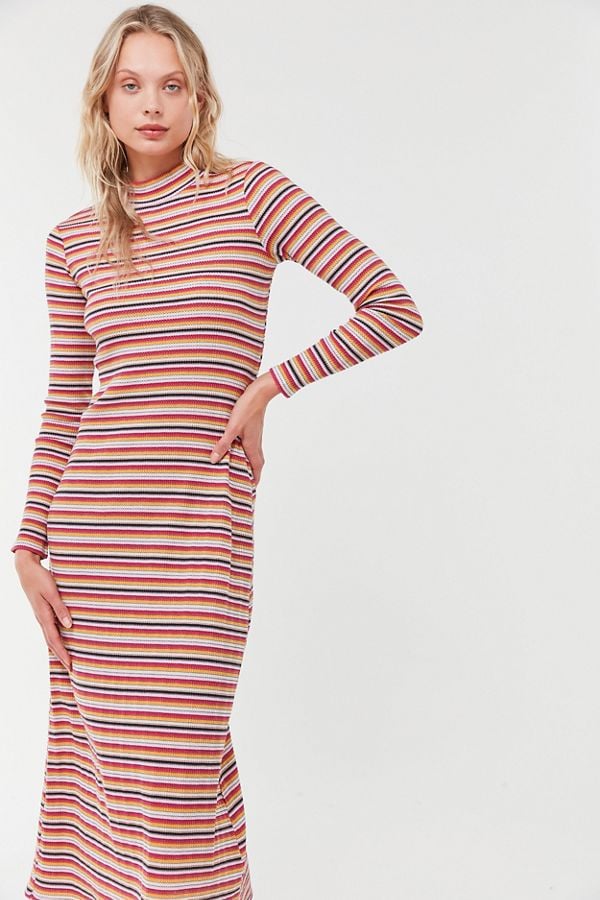 UO Corinne Striped Knit Midi Dress