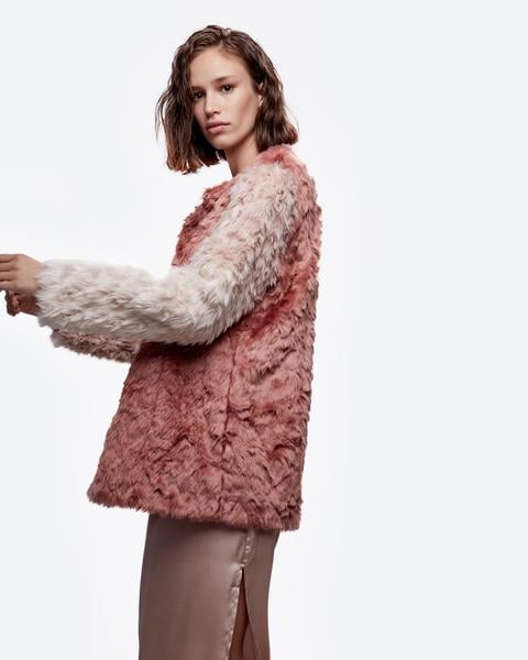 Tri-Color Faux Fur Coat