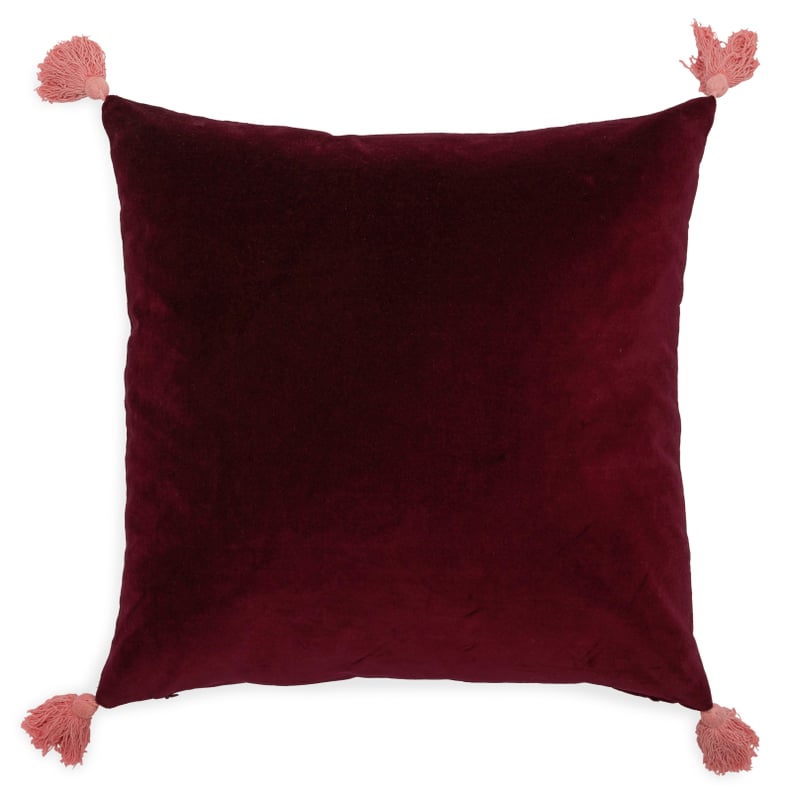 Velvet Decorative Throw Pillow with Tassels