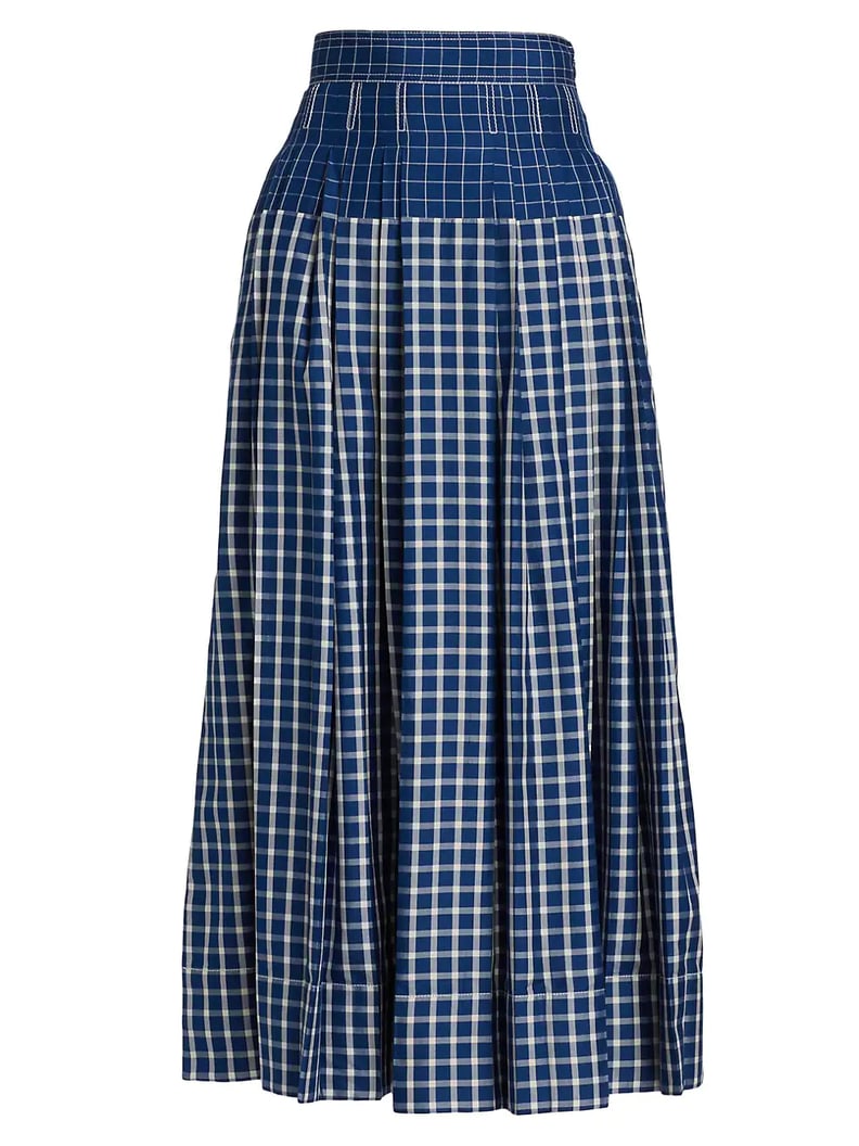 Tory Burch Picnic Plaid Silk Pleated Skirt