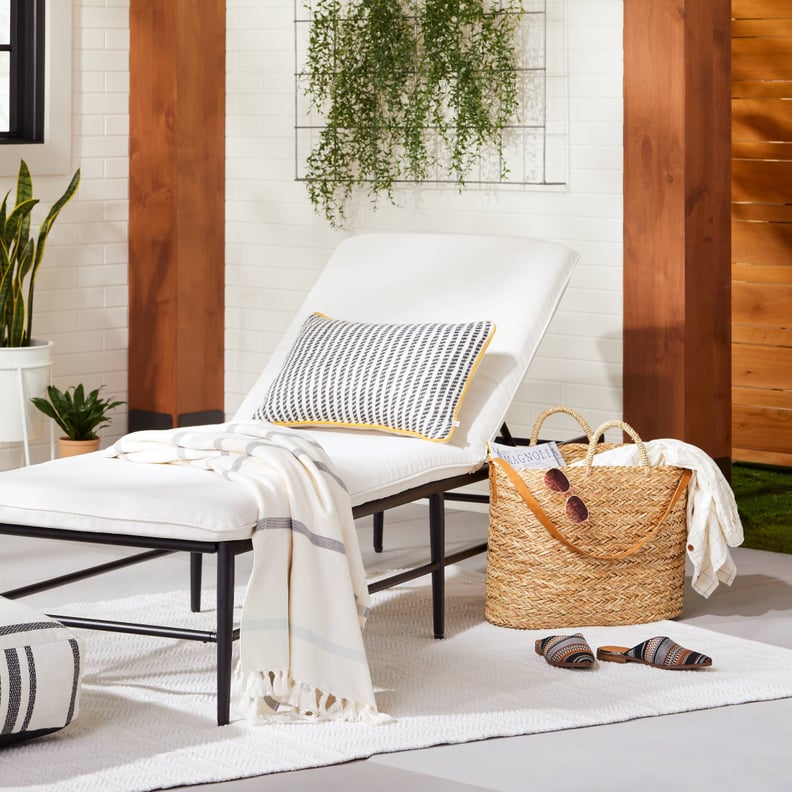 A Modern Outdoor Lounge Chair: Cushioned Metal Outdoor Chaise Lounge