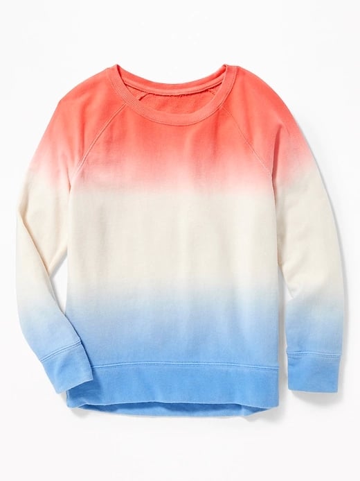 Old Navy French Terry Dip Dye Sweatshirt 26 Red White and Blue
