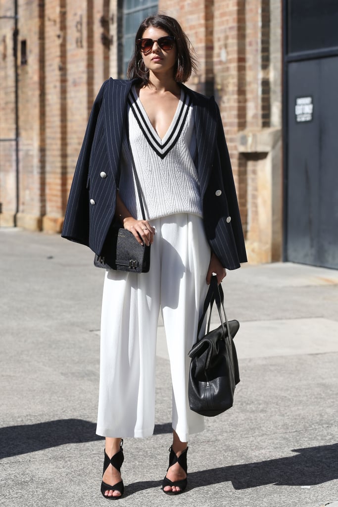 We love the preppy-cool vibes in this black and white look — it's as if the tennis pro got a fashion-girl makeover.