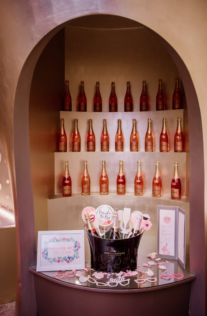 Down the hall, Colette hosted "an elegant and elaborate" bachelorette party in the Dream's champagne room called Pink. The bar was inspired by the Pink Elephants scene in Dumbo.