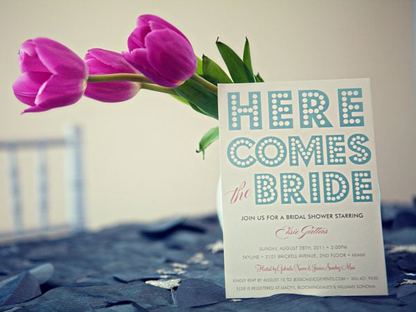 In keeping with the theme, these Minted invitations feature marquee-style lettering. In keeping with the theme, these Minted invitations feature marquee-style lettering.