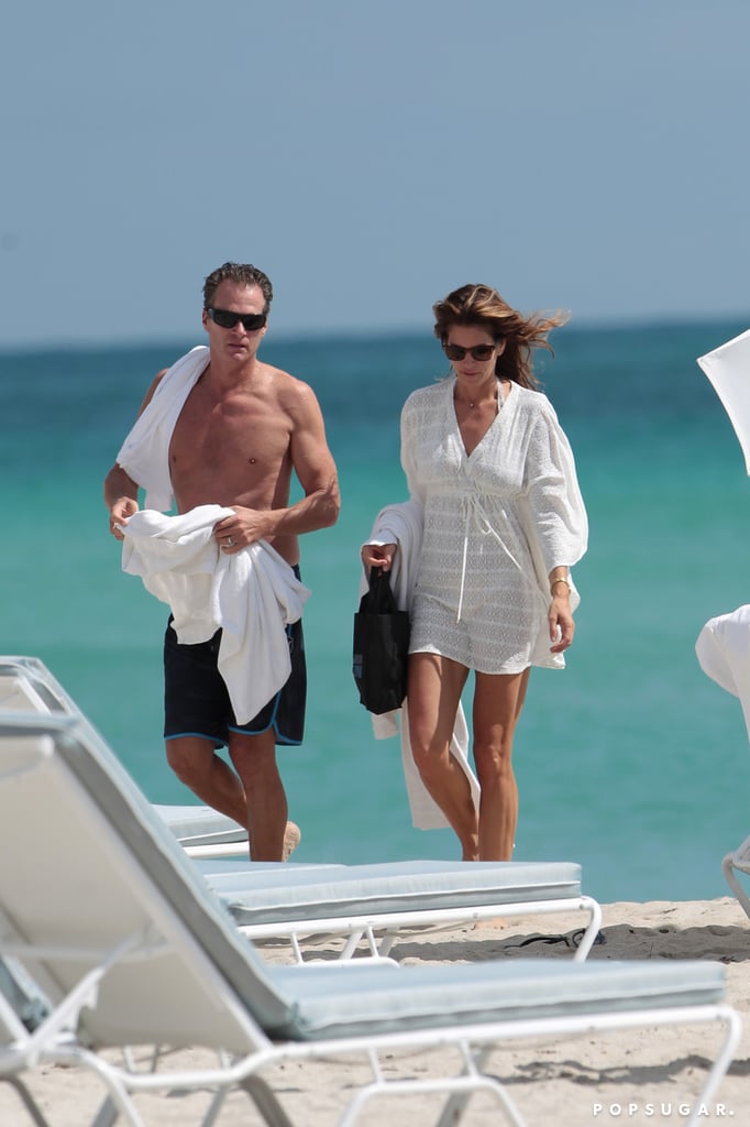 Cindy Crawford and Rande Gerber on the Beach in Miami