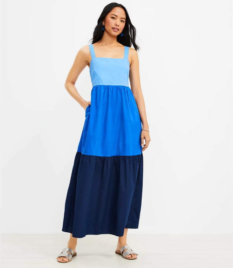 June Must Have: Loft Colorblock Tiered Maxi Pocket Dress