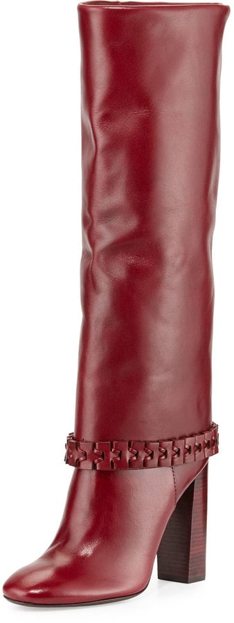 Tory Burch Sarava Leather Knee Boot, Red Agate ($750)