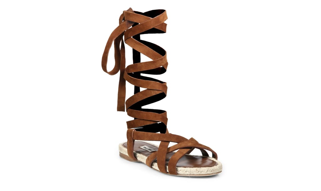 Miu Miu Suede & Espadrille Lace-Up Flat Sandals ($490)
