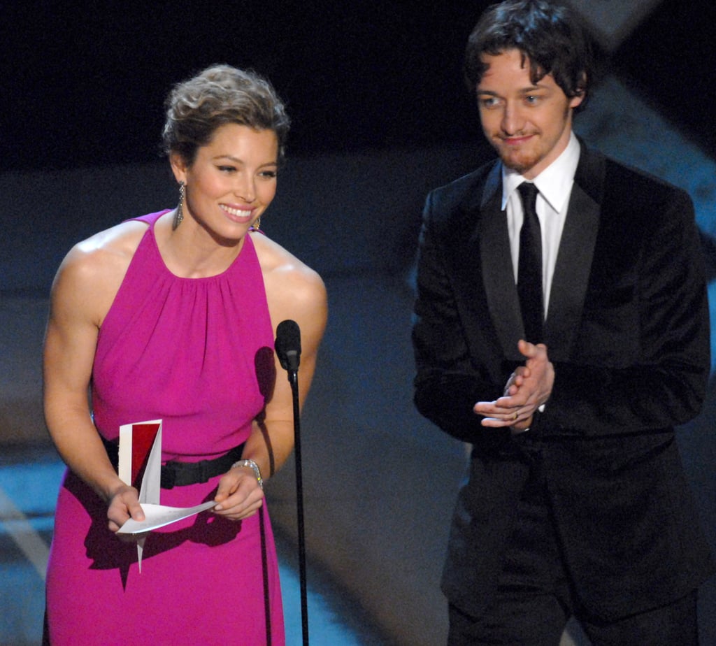 Jessica Biel and James McAvoy took the stage together to present an award.