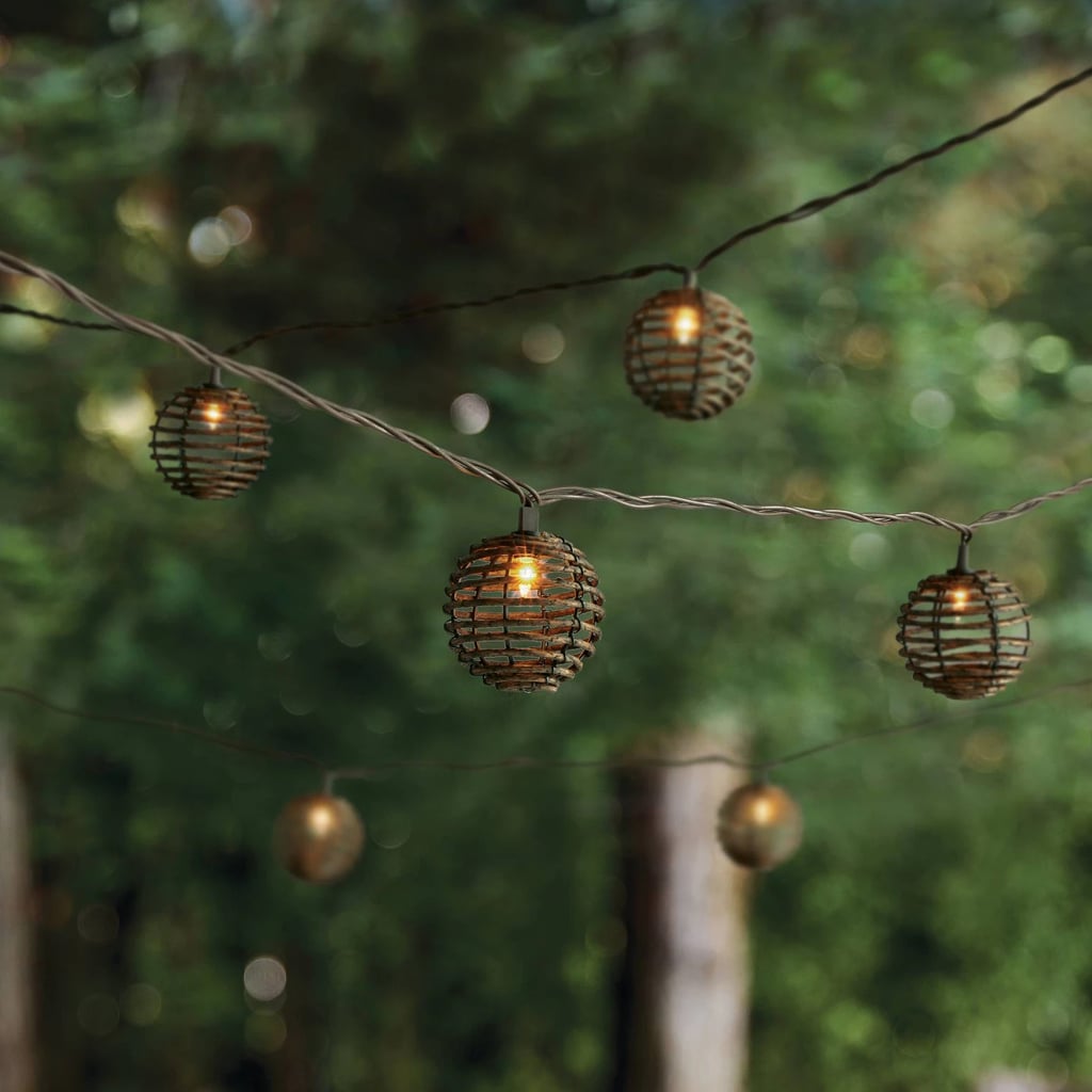 Threshold 10ct Incandescent Faux Wicker Globe String Lights Brown