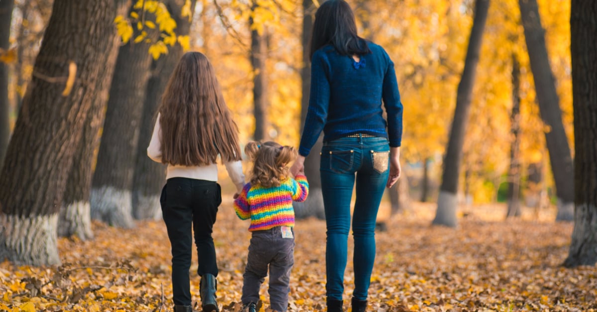 happy family single mom