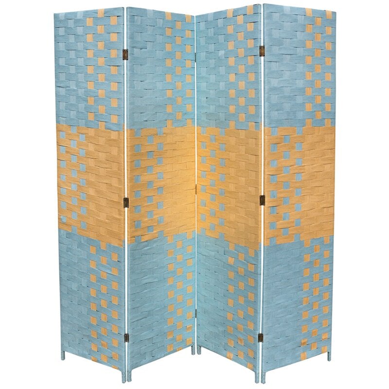 Folding Room Dividers: Symone 70.5'' W x 70.75'' H 4 - Panel Folding Room Divider