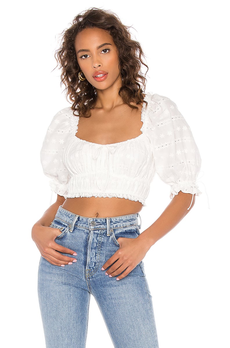 For Love & Lemons Iris Crop Top in White