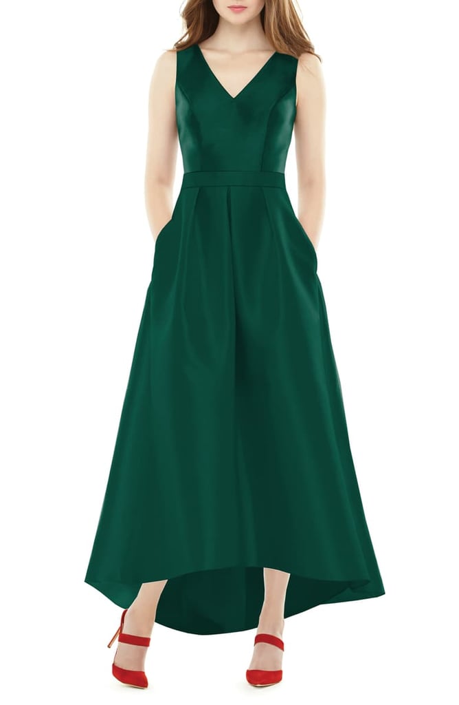 Alfred Sung High/Low Sateen Twill Gown