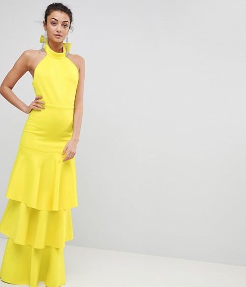 Asos Tiered Bow Back Maxi Dress