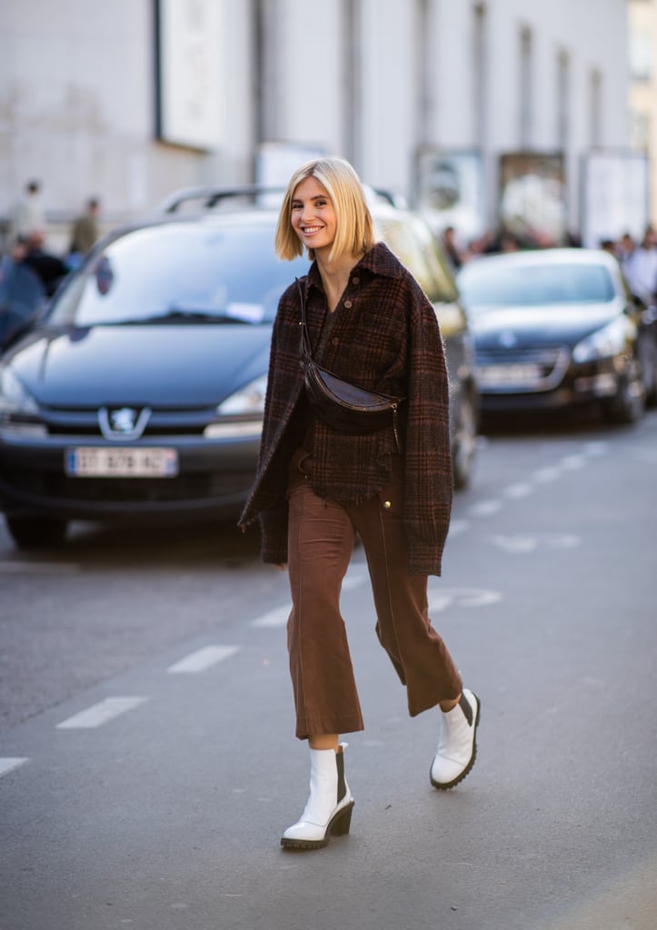 Show a sliver of skin when you wear cropped kick flares with your booties.