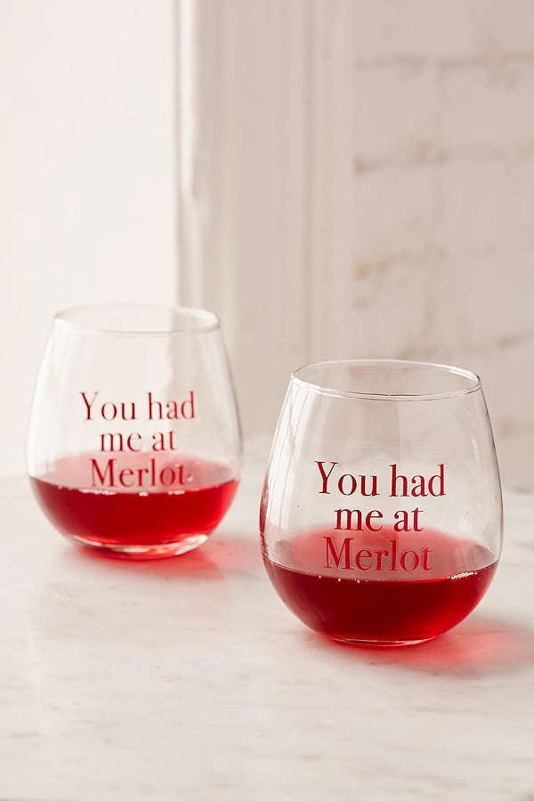 You Had Me at Merlot Stemless Wine Glasses Set The Best Urban