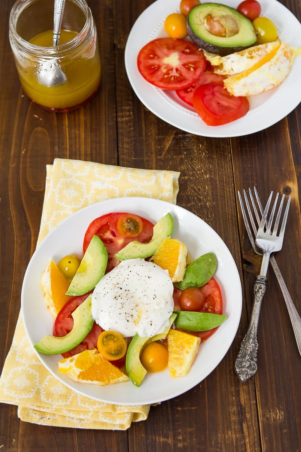 Burrata Fruit Breakfast Salad With Simple Dressing