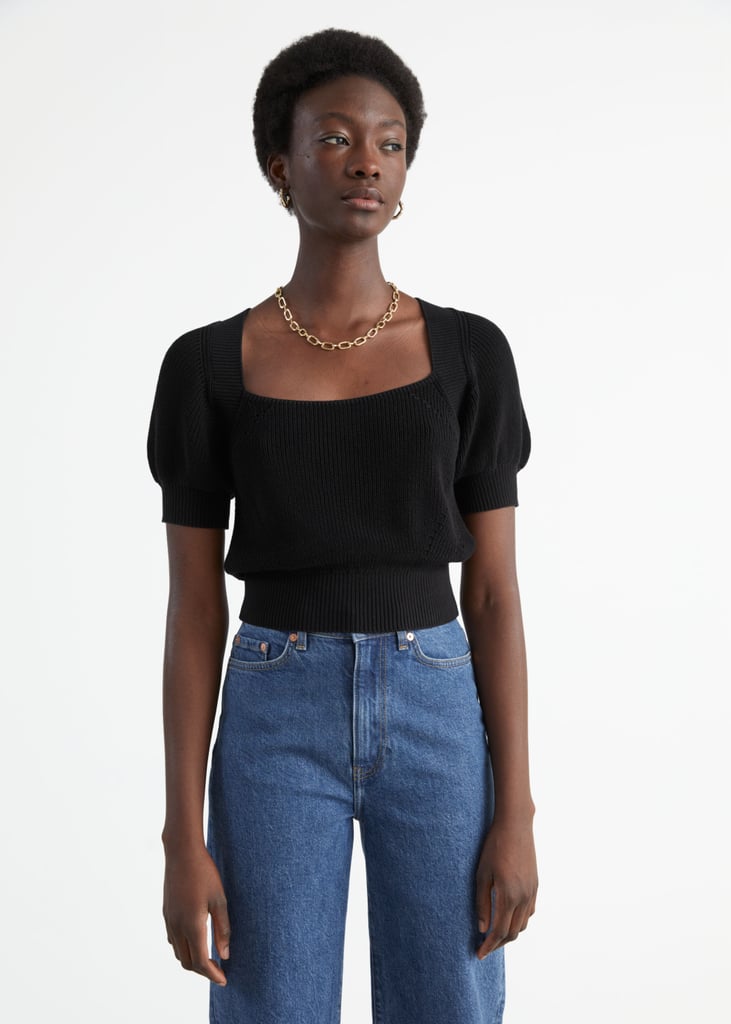 & Other Stories Puff Sleeve Cut Out Sweater
