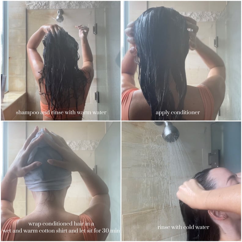 Wrapping wet hair in t shirt top