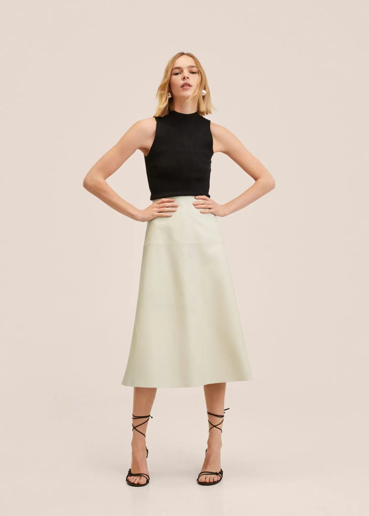 Mango Seams Leather Skirt