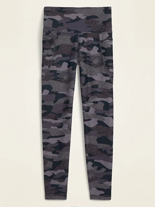 Womens Workout Dark Grey Camo Leggings with Pockets