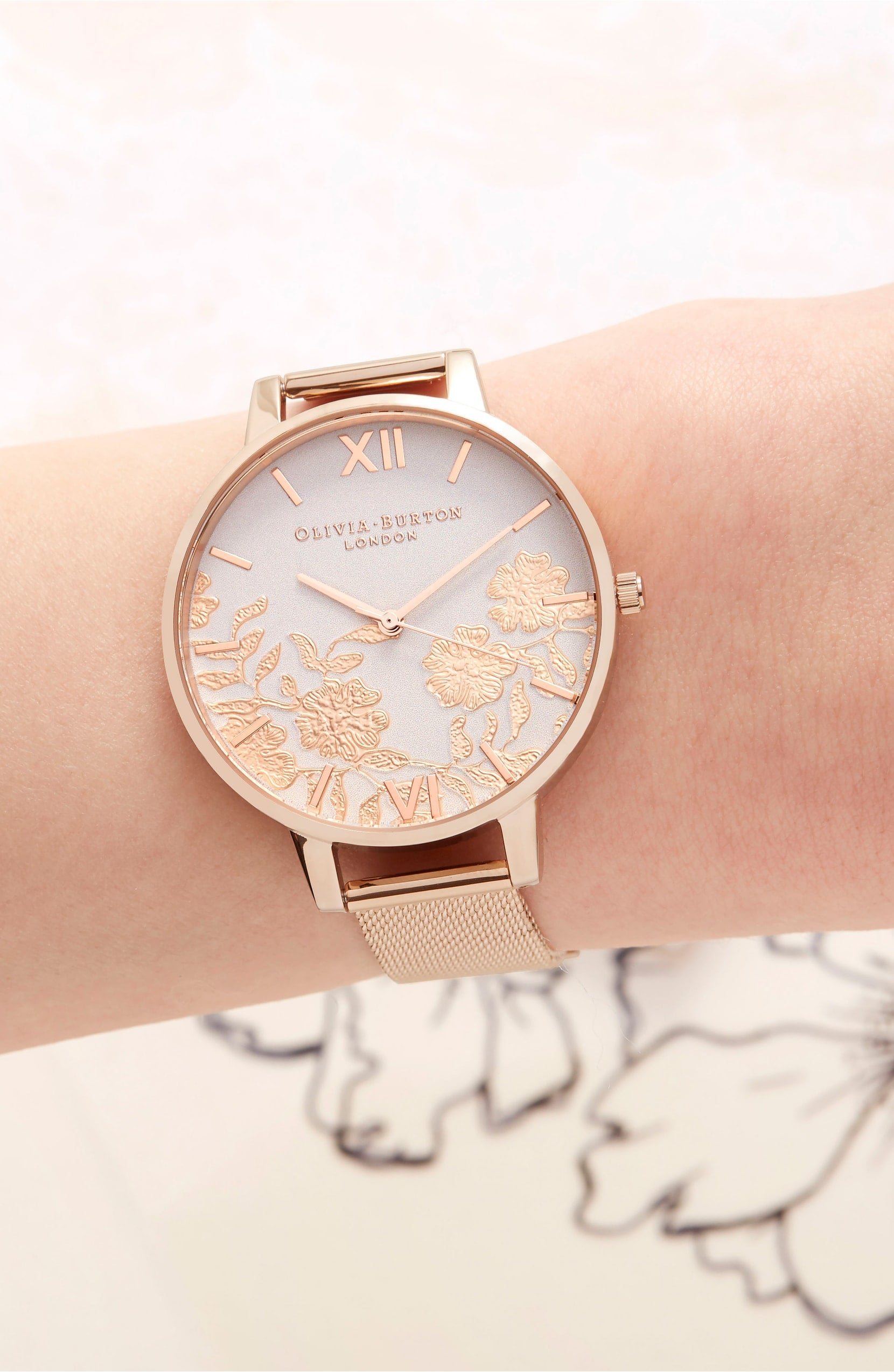 Olivia burton lace detail blush & rose gold hotsell