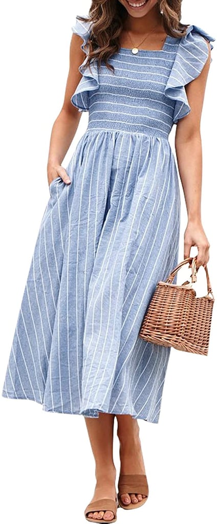 Miessial Striped Linen Long Dress