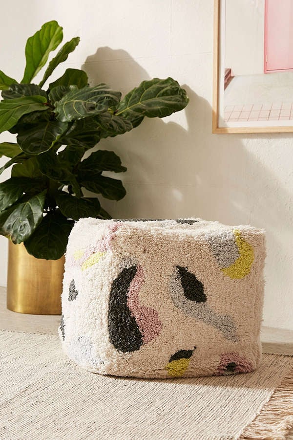 Shaggy Patterned Ottoman