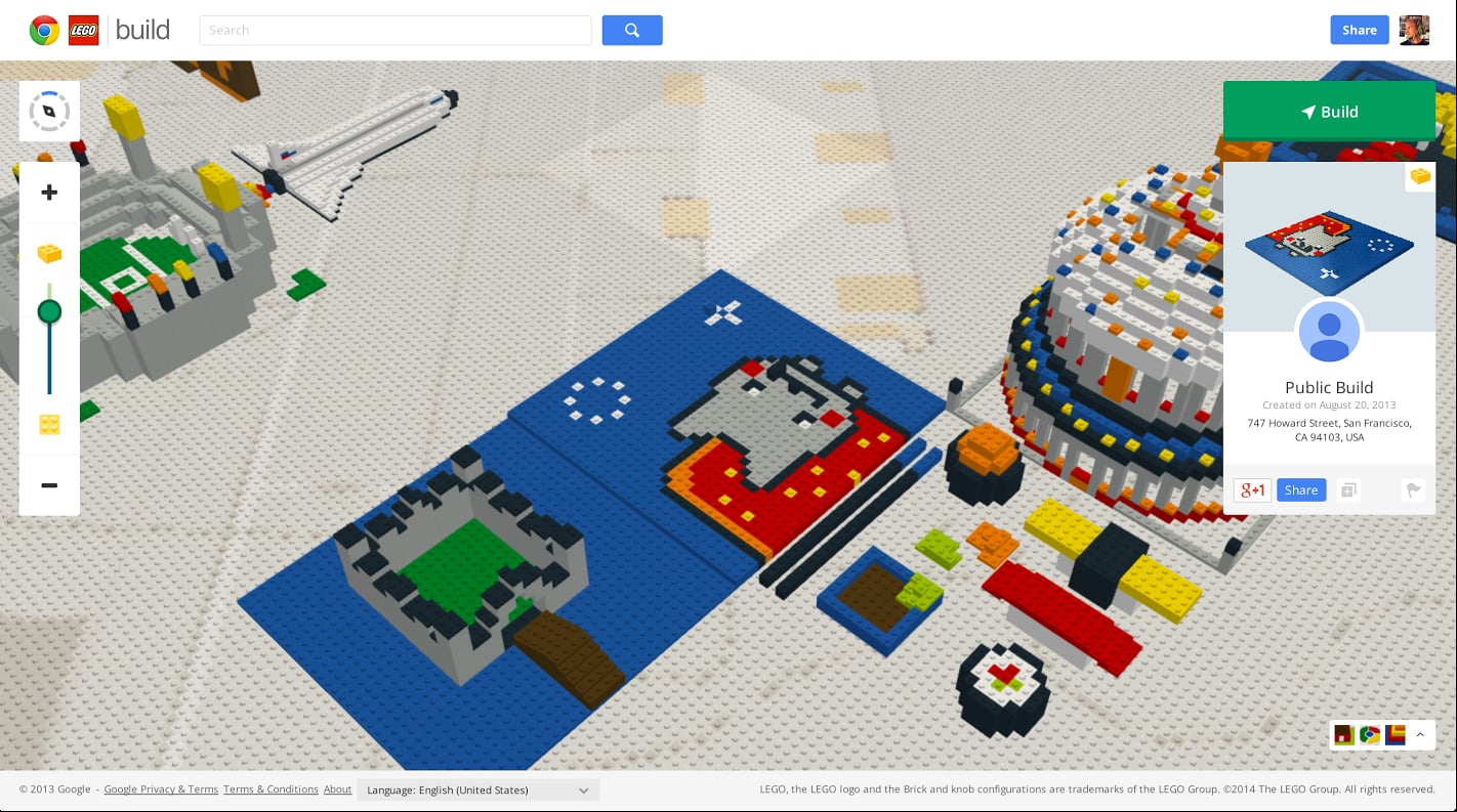 Virtual LEGO Blocks: Build with Chrome, Set on Google Maps