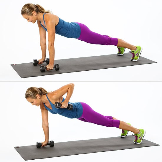 Ab Exercise With Dumbbells: Plank Row