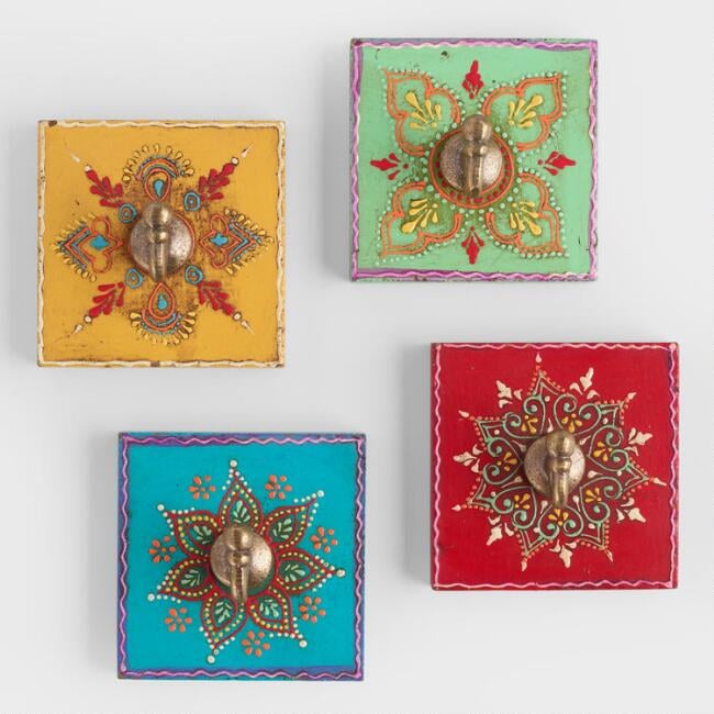Painted Square Hooks, Set of 4