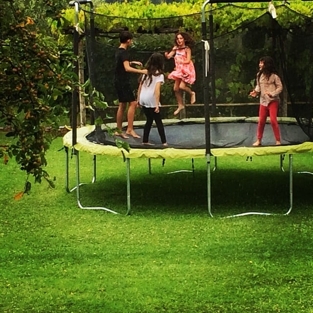 Poet and Jagger Moon Frye had a jumping party on their trampoline.
Source: Instagram user moonfrye