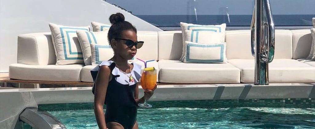 That Ruffled One-Piece! Those Cat-Eye Shades! Blue Ivy Is a WHOLE Summer Mood in This Look