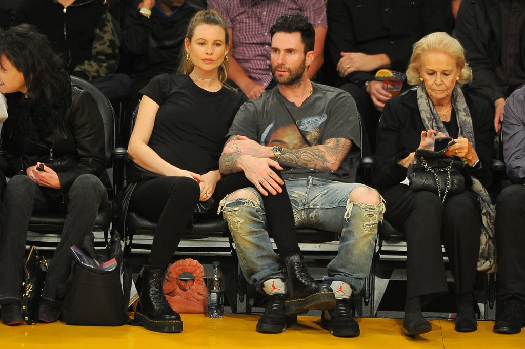 Adam Levine and Behati Prinsloo at LA Lakers Game 2017