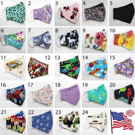 Kids Toddlers Face Masks Handmade in USA