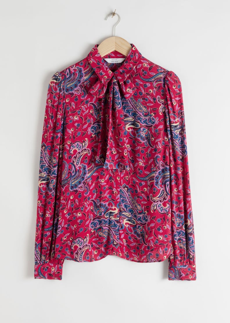 & Other Stories Paisley Pussy Bow Blouse