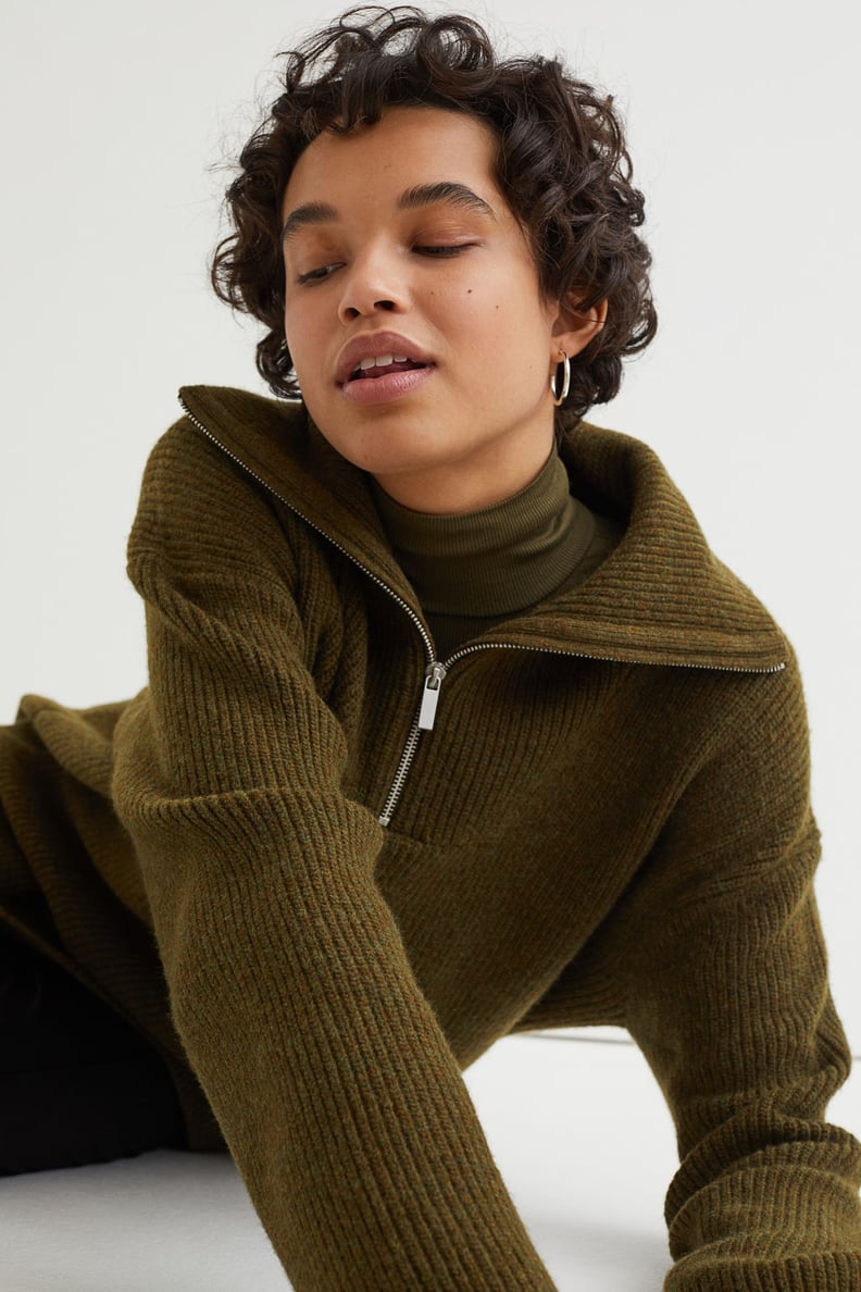 The Perfect Layer: Rib-knit Half-zip Sweater