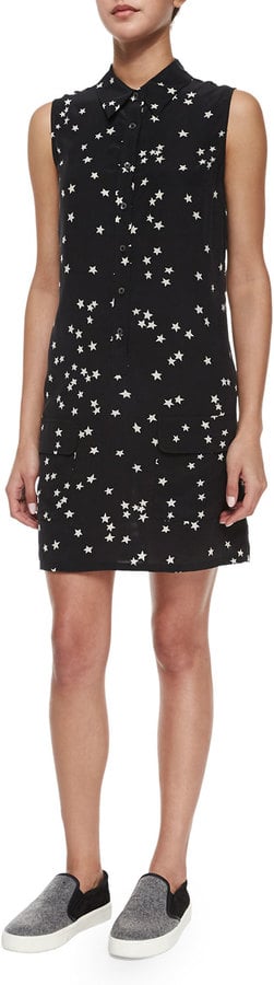 Equipment Lucida Sleeveless Star-Print Silk Shirtdress, Black ($268)