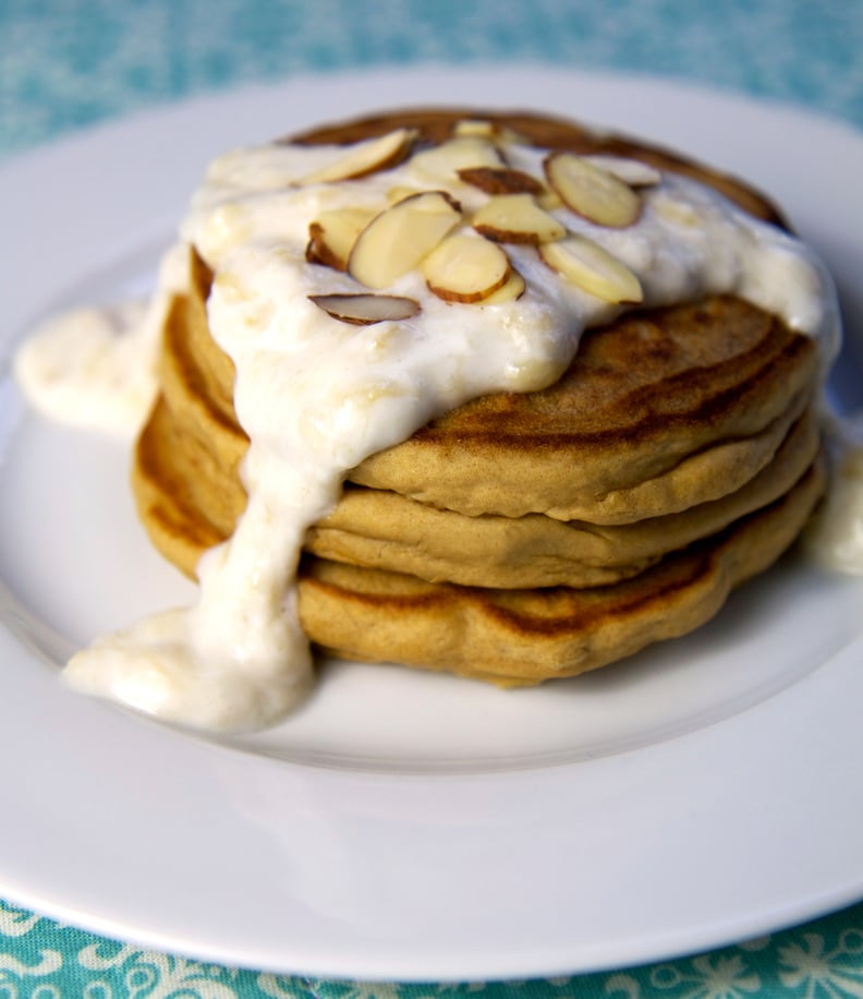 High-Protein Pancakes With Banana Cream Sauce