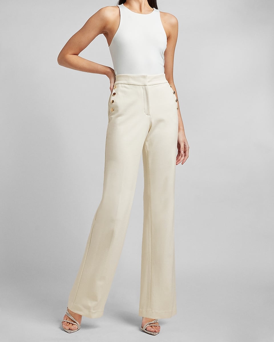 High Waisted Sailor Button Trouser Pants  We Found Our New Work Wardrobe   Meet These 19 Pieces From Express  POPSUGAR Fashion Photo 11