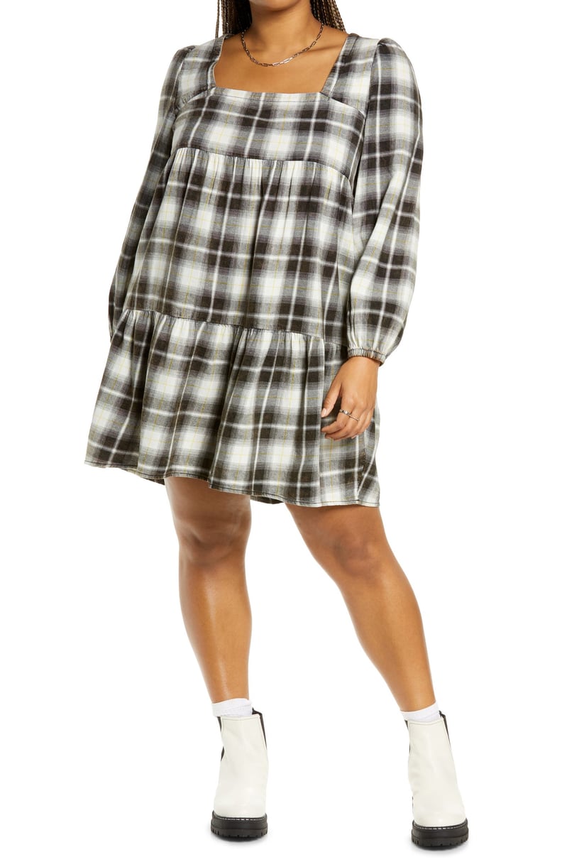 For All-Day Wear: BP. Plaid Long Sleeve Minidress