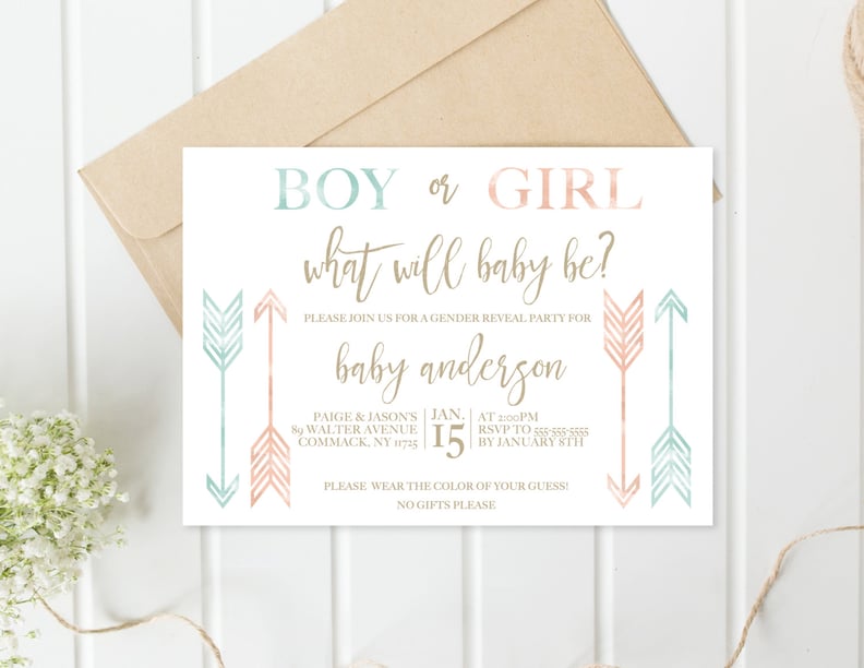 Pink and Blue Arrows Invite