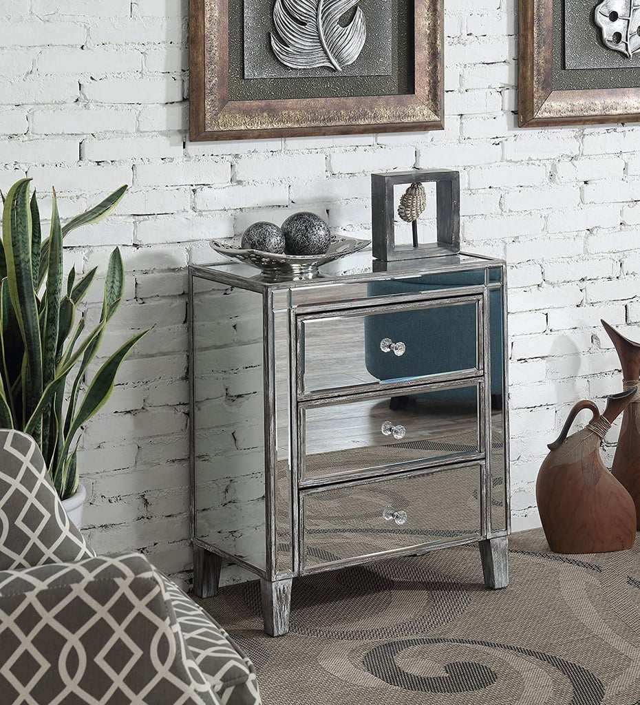Convenience Concepts 3-Drawer Mirrored End Table