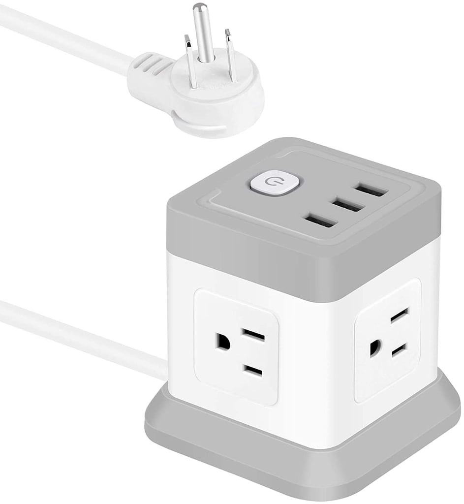 FDTEK Flat Plug Extension Cord with 4 Outlets and 3 USB Ports