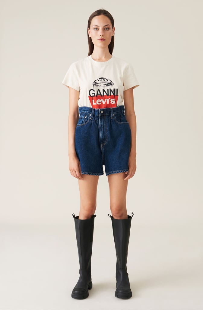 Ganni x Levi's Indigo Denim High-Waisted Shorts