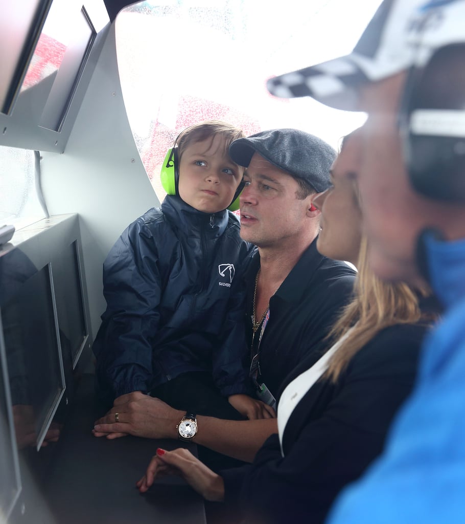 Brad Pitt and Knox at British Grand Prix 2015 Pictures